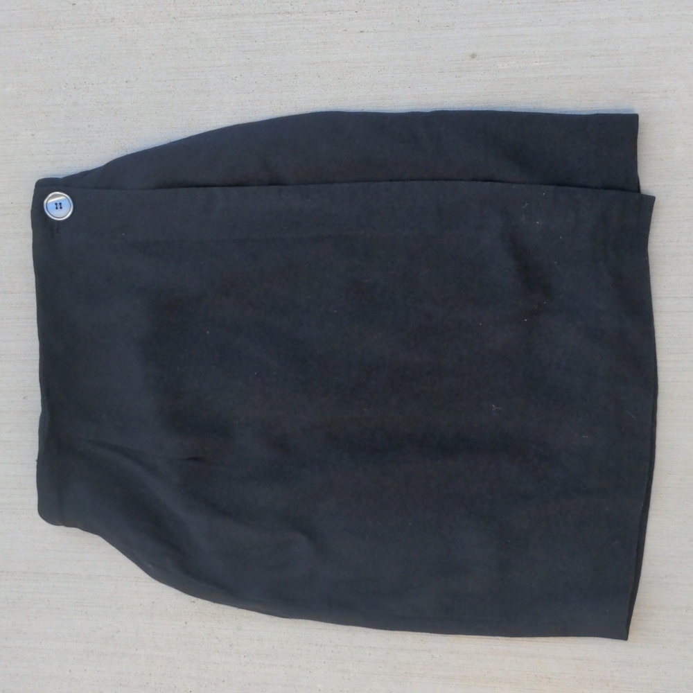 Vintage Casual Corner wrap skirt black wool fitted sz 6 EUC